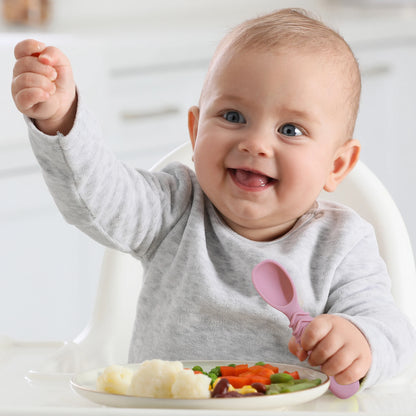 4pcs silicone baby food spoon, training spoon for babies over 6 months old, easy-to-grip tableware, Christmas gift