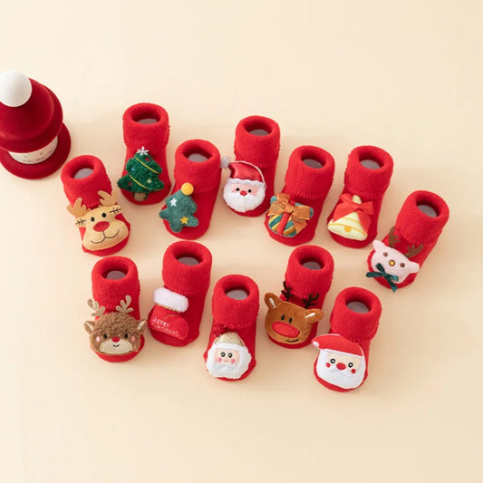 Christmas Soft Newborn Kids Socks Christmas Tree Santa Claus Red Baby Girls Boys Warm Socks 0-3years Children Sock Xmas Gifts