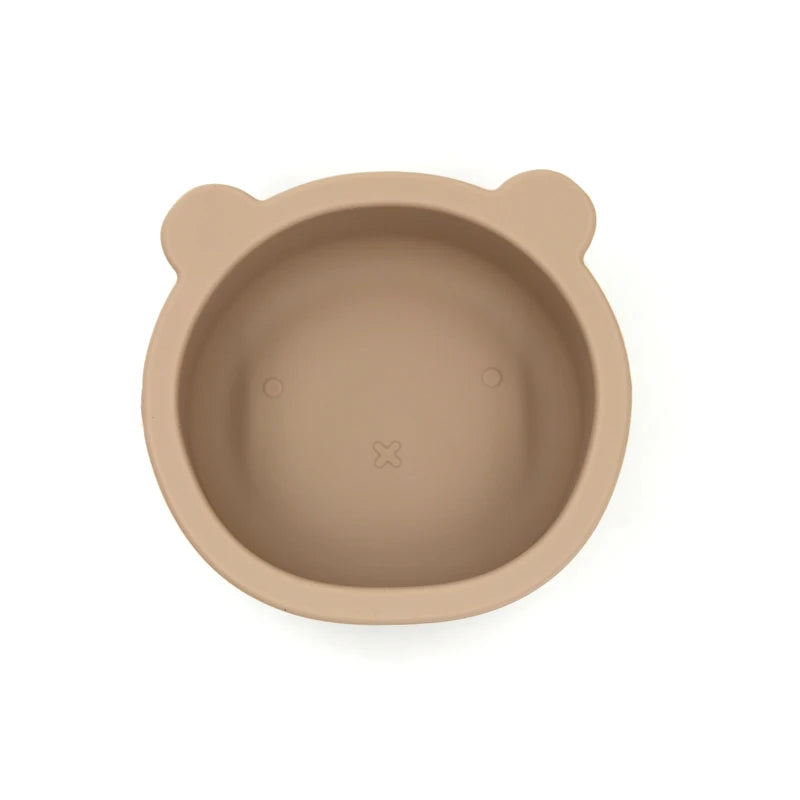 Bear shaped baby feeding bowl sauction silicone boy girl tableware cute cartoon 300ml