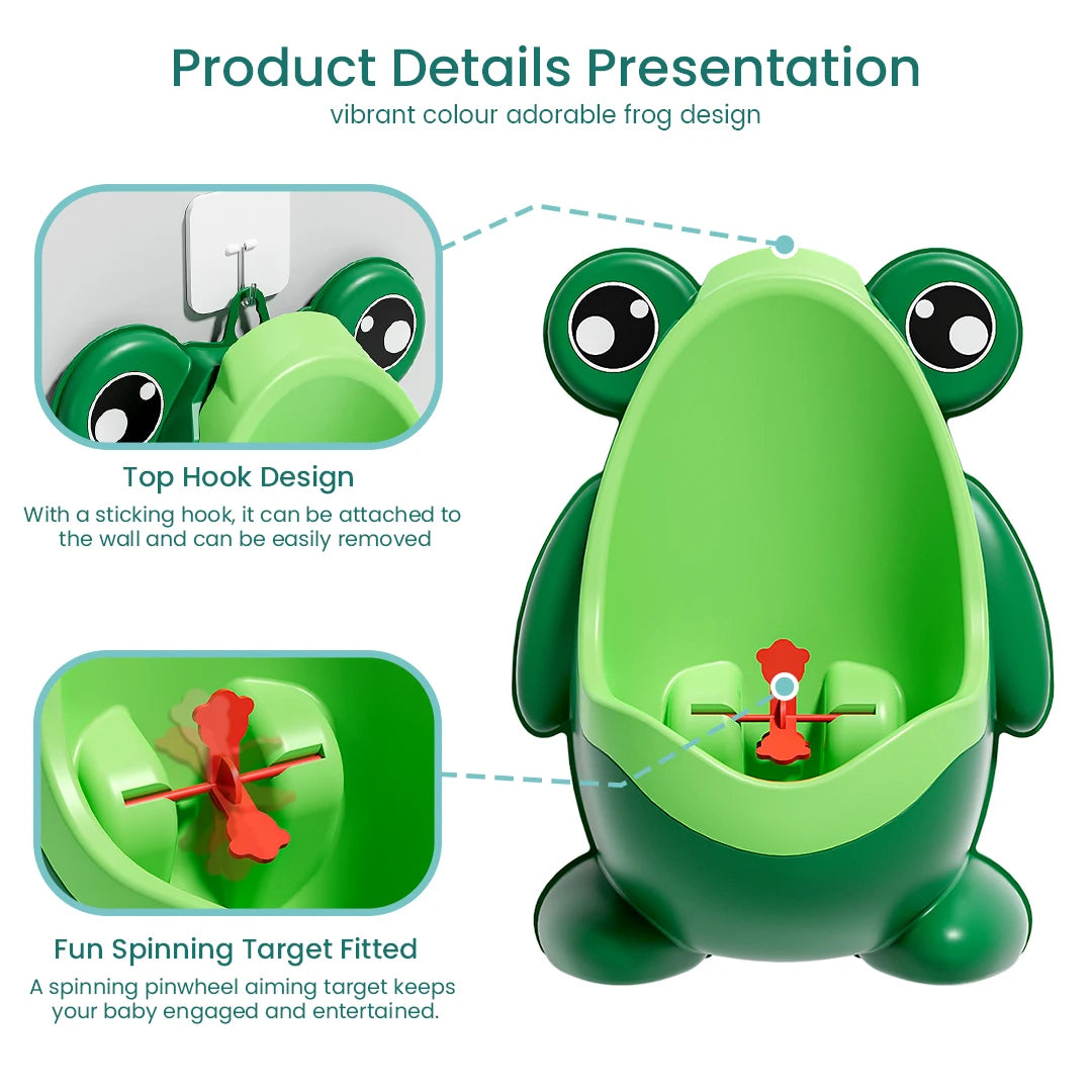 Cute Frog Standing Potty Training Urinal for Boys Toilet with Funny Aiming Target