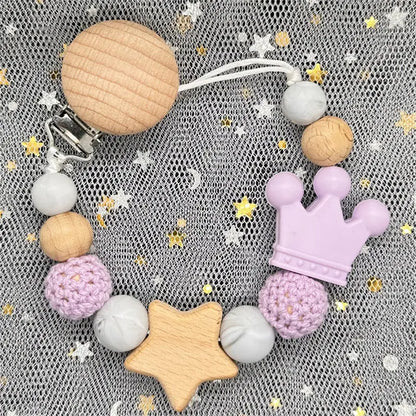 1Pc Personalized Name Custom Wooden Baby Pacifier Chain Clip Silicone Bead Dummy Nipple Holder Baby Teether Pendant Newborn Gift
