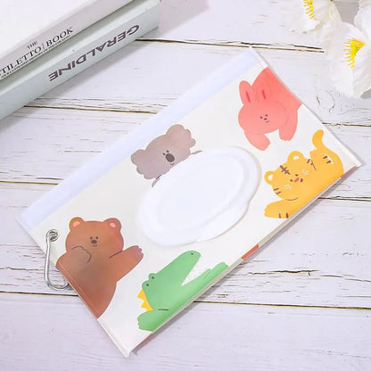 Baby Wet Wipe Pouch EVA Flip Cover Tissue Box Cute Snap-Strap Refillable Wet Wipes Bag Outdoor Useful Baby Stroller Accessory