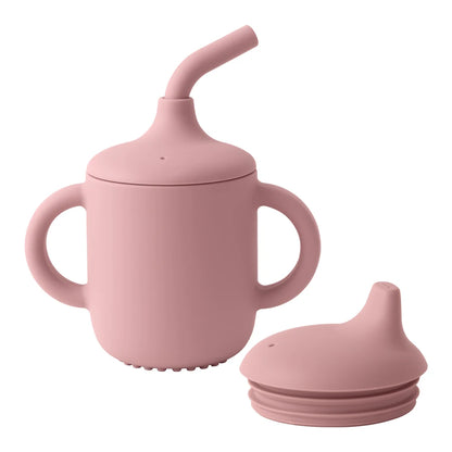 1PCS Two Lids Baby Silicone Straw Cup BPA Free Portable Storage Snack Container Feeding Cup Kids Learning Drink Cup Baby Stuff