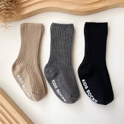 3Pairs/Lot Baby Socks Boys Girls Cotton Stripe Soft Sock Kids Toddler Non-Slip Rubber Grips Floor Socken For 0-3 Years