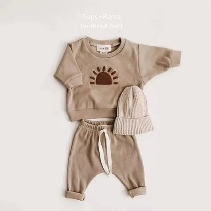 New Spring Autumn  Fashion Kids Clothes Set Toddler Baby Boy Girl Pattern Casual Tops+Child Loose Trousers  2pcs Suit Outfits
