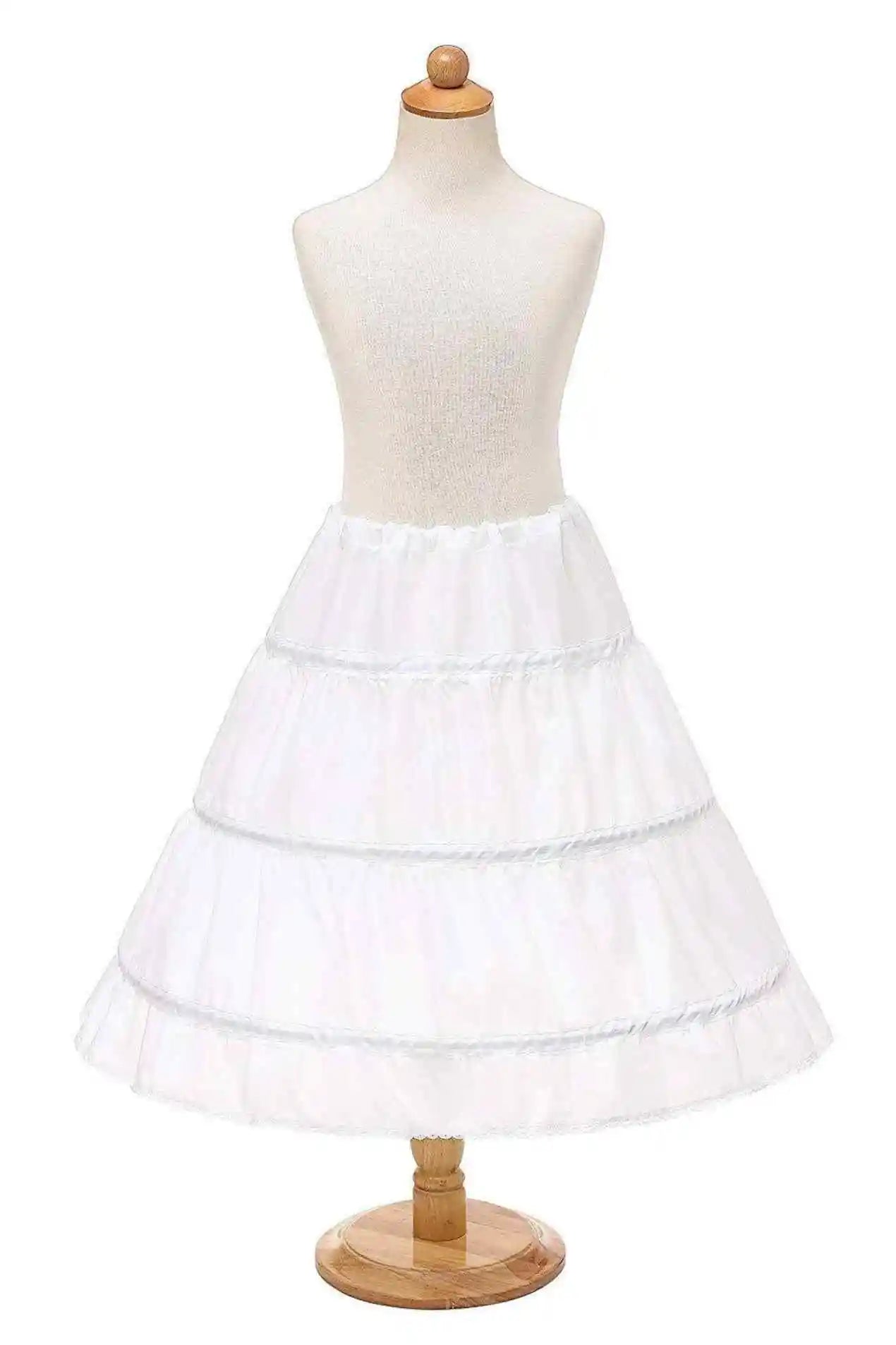 Girls' 3 Hoops Petticoat Full Slip Flower Girl Crinoline Skirt