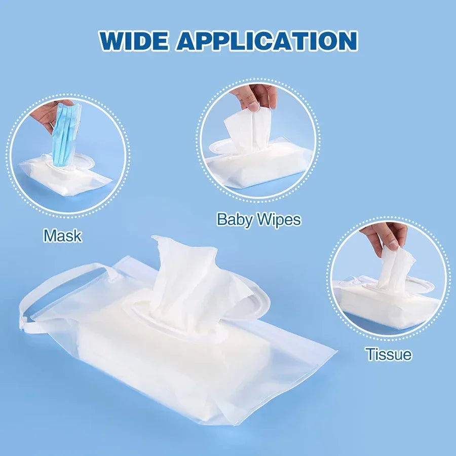 Baby Wet Wipe Pouch EVA Flip Cover Tissue Box Cute Snap-Strap Refillable Wet Wipes Bag Outdoor Useful Baby Stroller Accessory