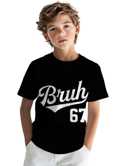 Funny Six Seven Italian Brainrot 67 Number Graphic Print T-Shirt Boy/Girl Summer Short Sleeved Kids Loose Comfortable Tshirt Top