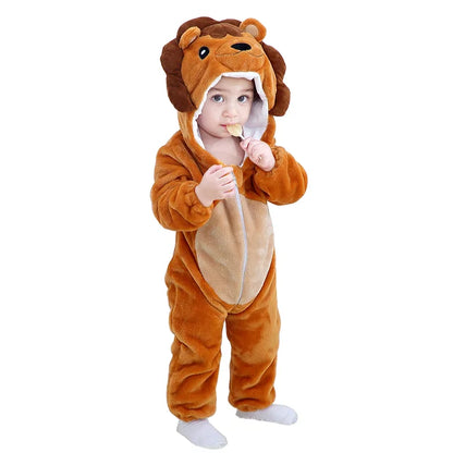 MICHLEY Carnival Winter Baby Rompers Hooded Flannel Cosplay Toddler Infant Clothes Bodysuits Jumpsuit Costume For Girl Boy