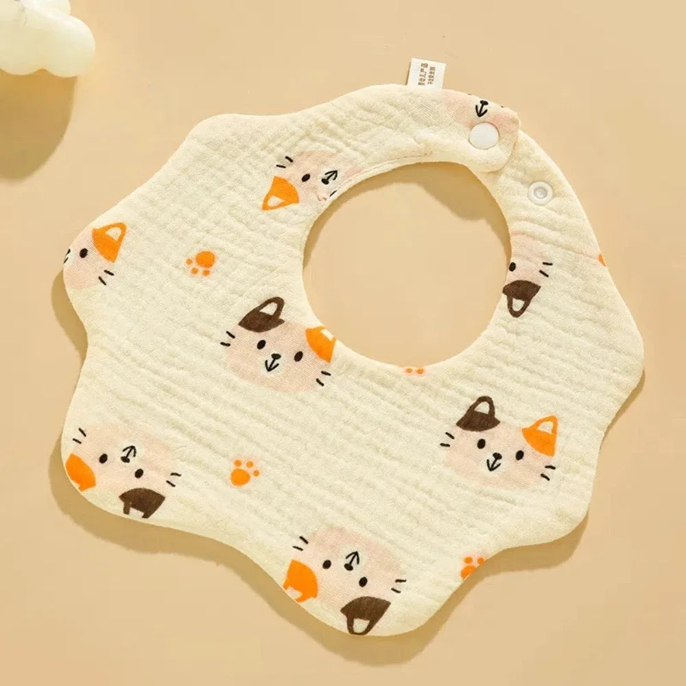 3PCS Cotton Gauze Baby Feeding Bibs Summer Soft Petal Baby Printed Drooling Towel Newborn Toddler Baby Burp Cloth Children'