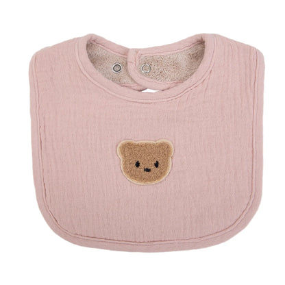 Cute Bear Muslin Cotton Baby Bibs Saliva Towel U-Absorbent Pockets Korean Children Kids Boys Girls Bandanas Feeding Burp Clothes