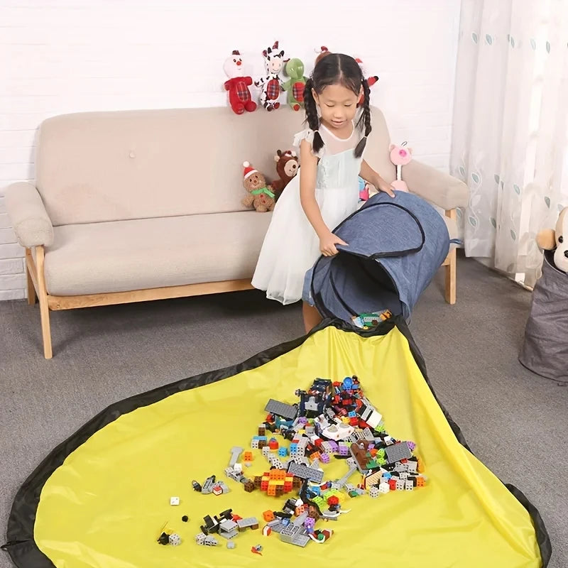 Multifunctional Toy Storage Bag for Building Blocks & Dolls - Quick-Detach Play Mat & Storage Bucket, Travel-Friendly Kids Organ