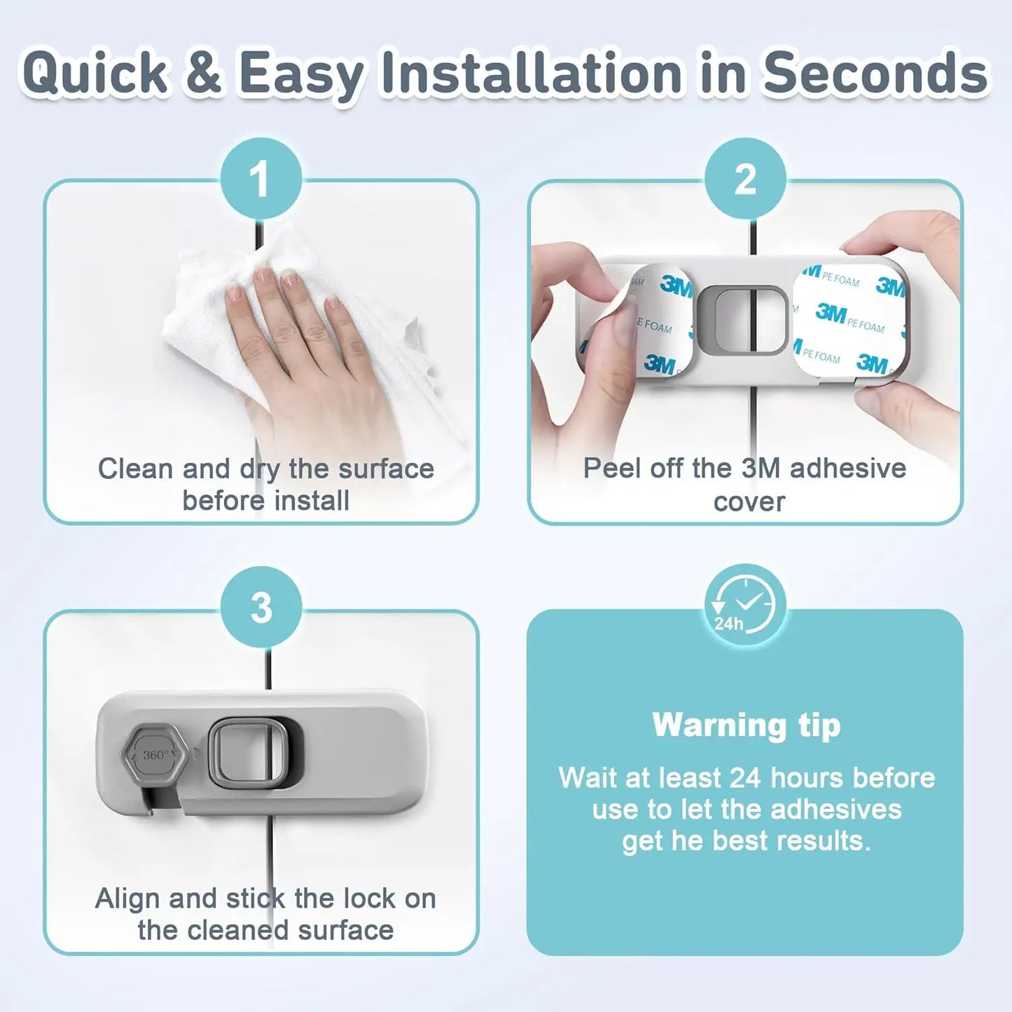 Child Proof Refrigerator Locks, Fridge Locks for Kids Safety, Freezer Door Latches with Sticky 3M Adhesives for Baby