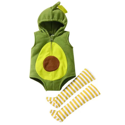 New Designer Cartoon Clothing Zip-up Hooded Romper + Stockings Baby Boy Clothes Baby Girl Casual Sets
