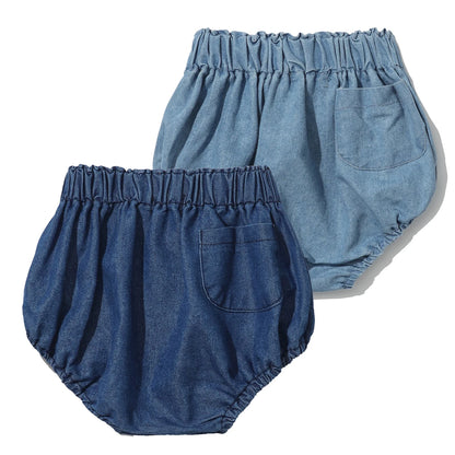 Newborn Baby Denim Bloomers Shorts Soft Cozy Cotton Toddler Boys Girls Summer Shorts Pants with Pockets Kids Clothing 0-3T