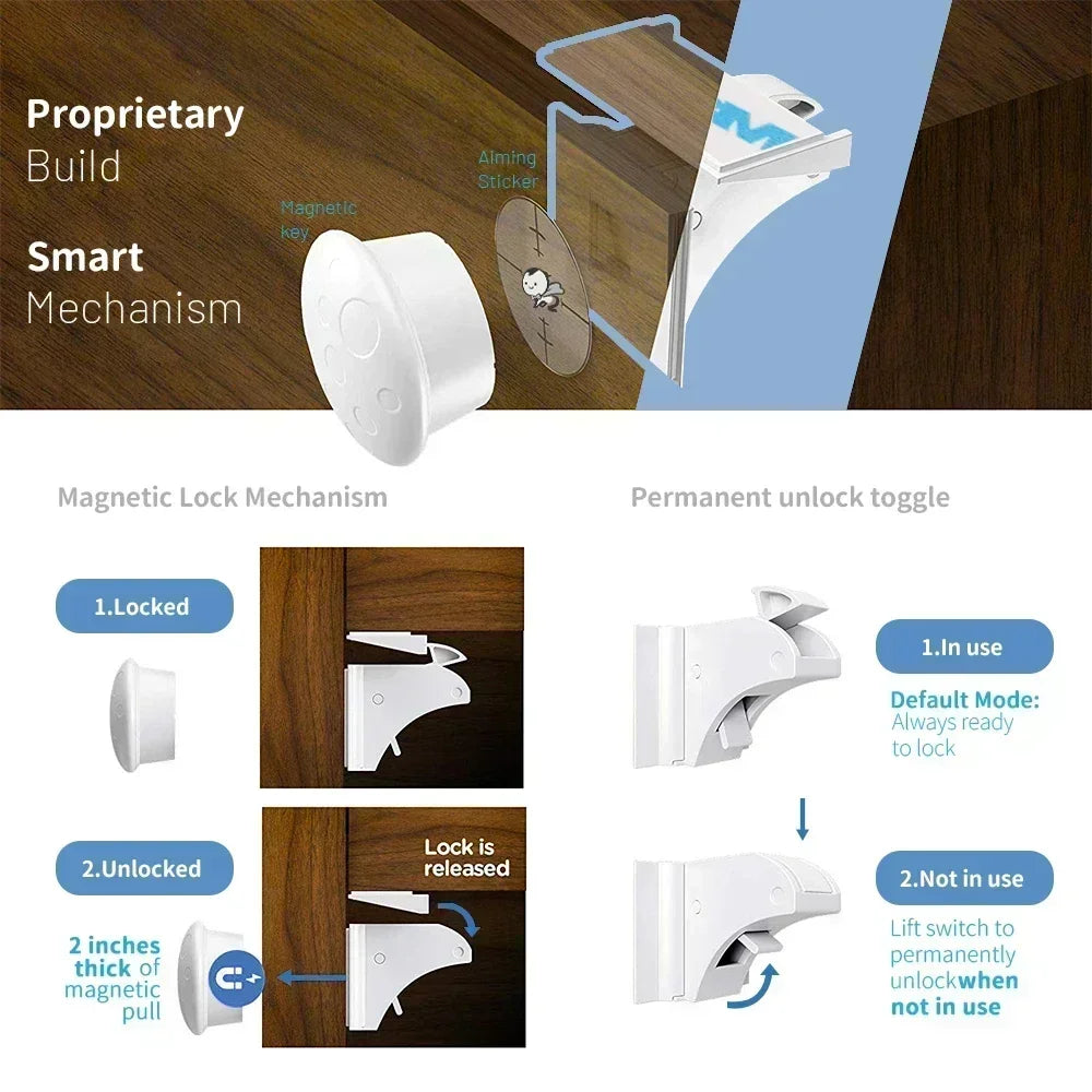 1-5PCS Magnetic Child Safety Lock, Limiter Kids No Drilling Drawer Lock Fridge Lock Cabinet Lock for Home Baby Security