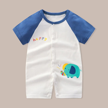 Newborn Clothes Cute Cartoon Dinosaur Tiger Shark Lion Print Strap Comfortable Summer Boys Girl 0-18 Short Sleeved Baby Jumpsuit