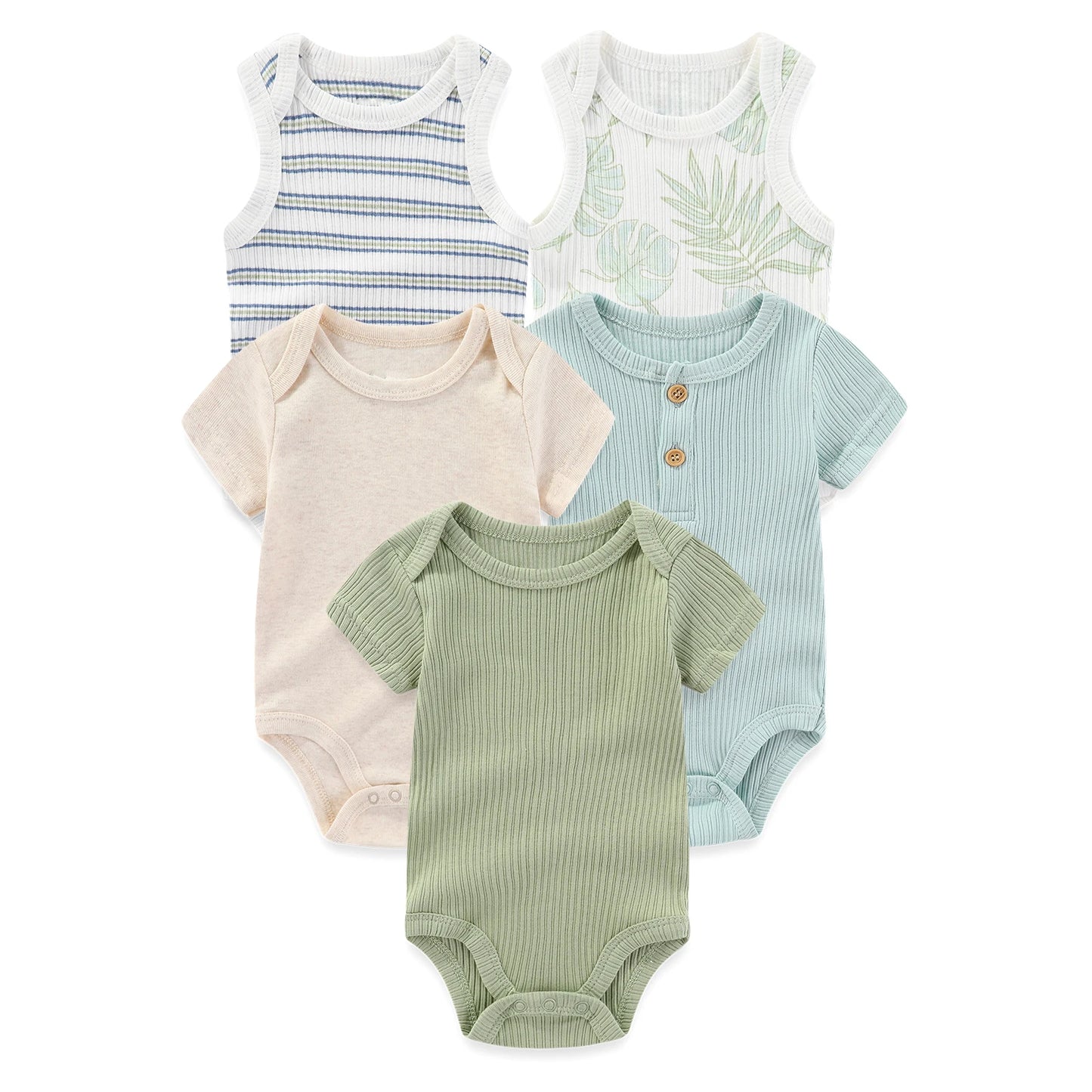 Kiddiezoom 5 Pcs/Lot Four Seasons Fashion Cartoon Short Sleeve Baby Boy Girl Bodysuits Soft 100%Cotton NewbornOnesies