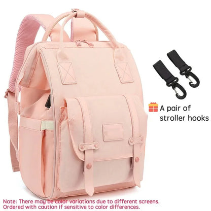 Baby Nappy Bag with 2pcs Stroller Hooks Mummy Bag Backpack Waterproof Outdoor Travel Mommy Maternity Bag for Baby Stuff