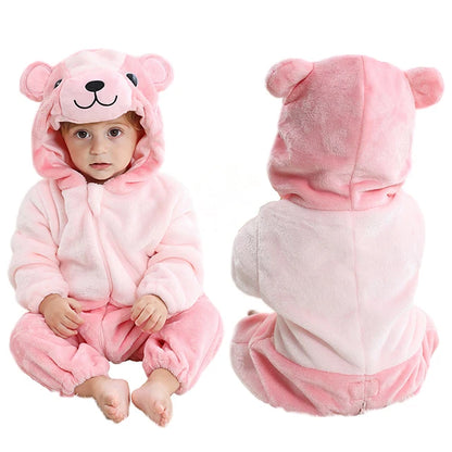MICHLEY Carniva Baby Rompers Winter Clothes Flannel Hooded Bodysuits Pajamas Animals Overall Jumpsuit For Girls BoysK ids