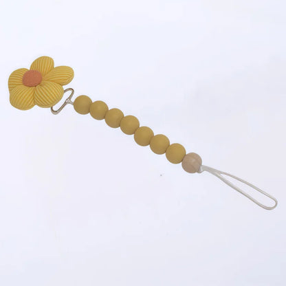 1pc Cute Baby Silicone Flower Pacifier Chain Newborn Baby Accessories Pacifier Clip Pacifier Chain Teether Loss Prevention Chain