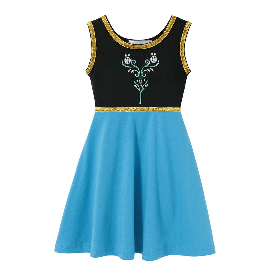 2025  Girl Summer Princess Dress Clothing Rapunzel Elsa Anna Cosplay Birthday Party Dress