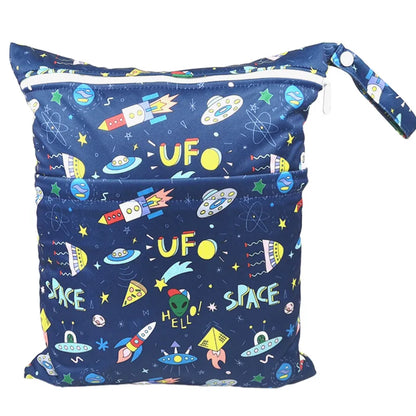 [Sigzagor] Wet Dry Bag With Two Zippered Baby Diaper Nappy Waterproof Reusable Washable