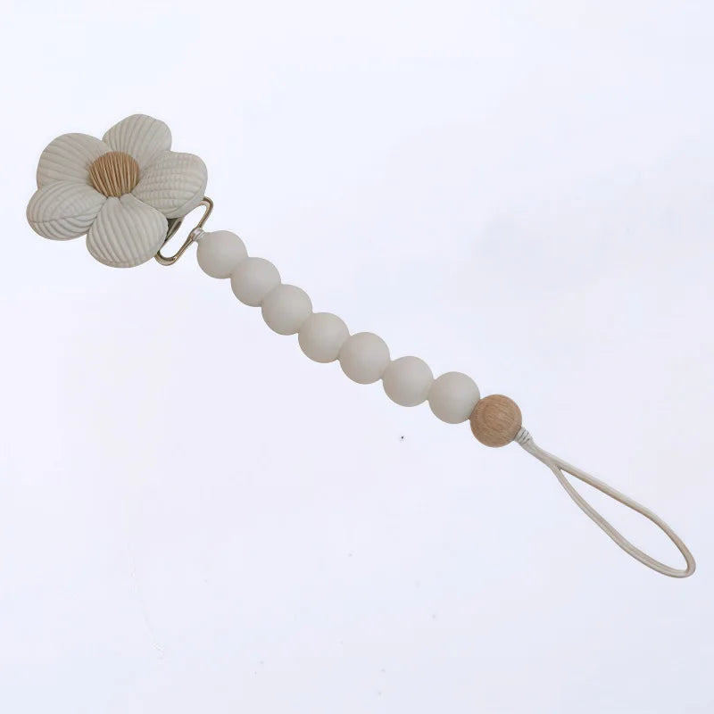1pc Cute Baby Silicone Flower Pacifier Chain Newborn Baby Accessories Pacifier Clip Pacifier Chain Teether Loss Prevention Chain