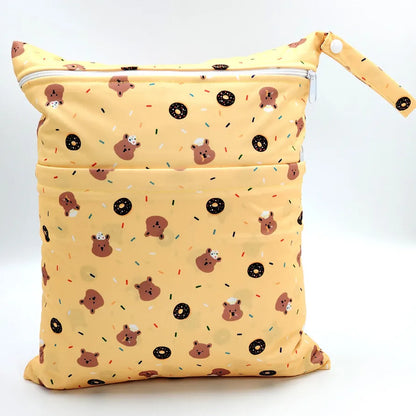 [Sigzagor] Wet Dry Bag With Two Zippered Baby Diaper Nappy Waterproof Reusable Washable