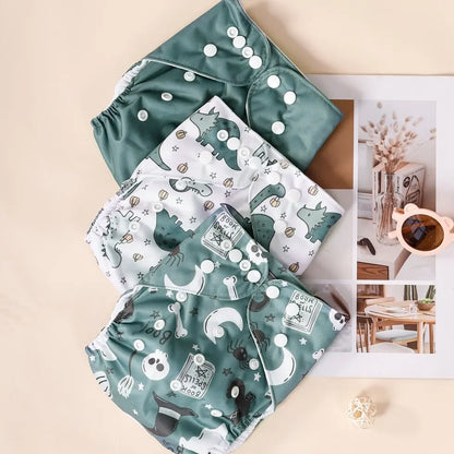 3 Pcs Ecological Baby Washable Reusable Cloth Pocket Diaper Baby Nappy With One Pocket Fit 3-15kg Baby