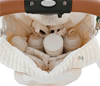fashion Mommy Bag Baby Diaper Bag Portable Shoulder Bag Embroidery Quilted Stroller Nappy Bag Diaper Storage Large Handbags