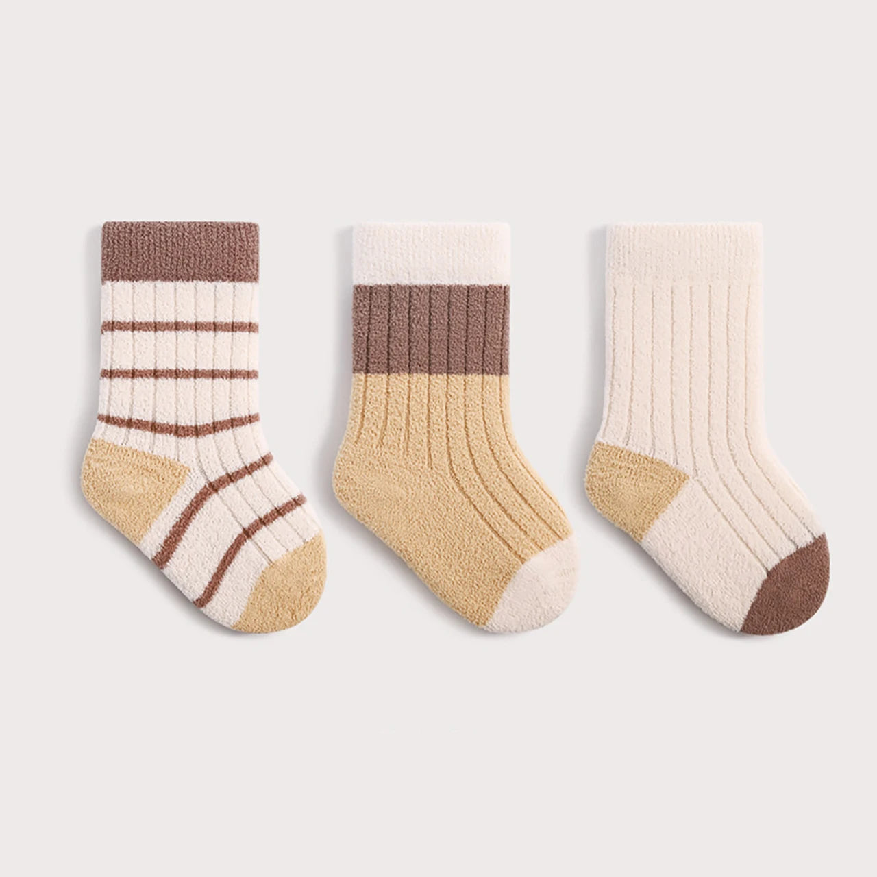 3Pair Baby Plush Socks Thick Warm Kids Mid Tube Sock 0-3Year Boy Girl Winter Thermal Footwear Fashion Stripe Toddler Cotton Sock