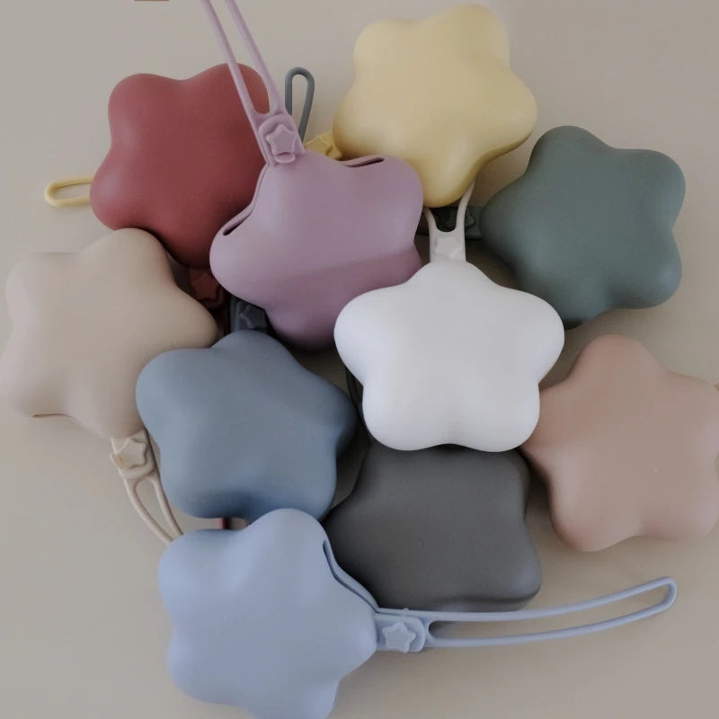 Baby Pacifier Box Portable Stroller Hanging Strap Teether Anti-Drop Star Silicone Soother Storage Box