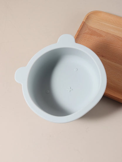 Bear shaped baby feeding bowl sauction silicone boy girl tableware cute cartoon 300ml