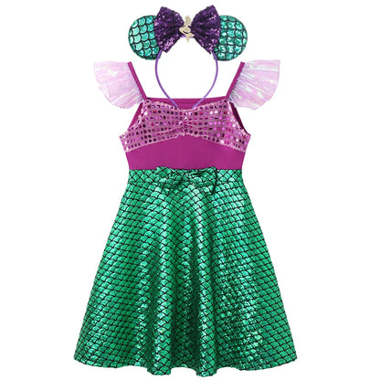2025  Girl Summer Princess Dress Clothing Rapunzel Elsa Anna Cosplay Birthday Party Dress