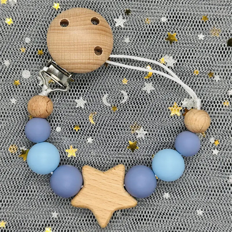 1Pc Personalized Name Custom Wooden Baby Pacifier Chain Clip Silicone Bead Dummy Nipple Holder Baby Teether Pendant Newborn Gift