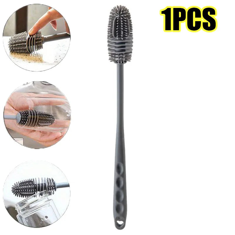 Long Handle Silicone Bottle Brush Cleaning Brush Kitchen Cleaning Cup Brush Thermos Glass Brush Cleaning Tools  Bottle Brush
