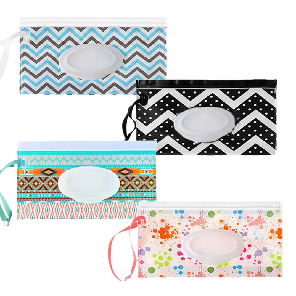 Baby Wet Wipe Pouch EVA Flip Cover Tissue Box Cute Snap-Strap Refillable Wet Wipes Bag Outdoor Useful Baby Stroller Accessory
