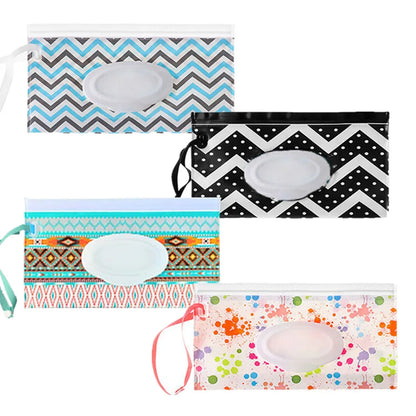 Baby Wet Wipe Pouch EVA Flip Cover Tissue Box Cute Snap-Strap Refillable Wet Wipes Bag Outdoor Useful Baby Stroller Accessory