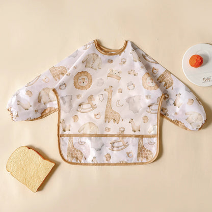Elinfant 1PC Long Sleeve Bibs, Waterproof Feeding Bibs,Washable Burp Cloth,Coveralls Bibs,Easy To Clean,Wash-Free Eating Bibs
