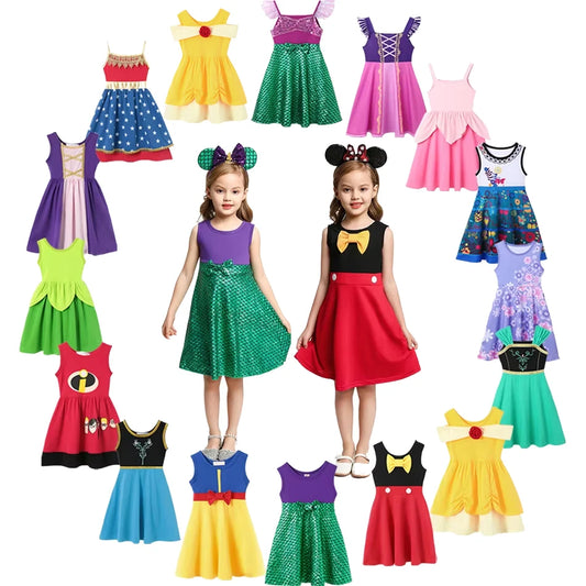 2025  Girl Summer Princess Dress Clothing Rapunzel Elsa Anna Cosplay Birthday Party Dress