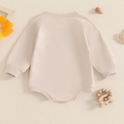 Citgeett Autumn Infant Baby Boys Girls Sweatshirt Bodysuit Letter Embroidery Long Sleeve Playsuit Fall Clothes