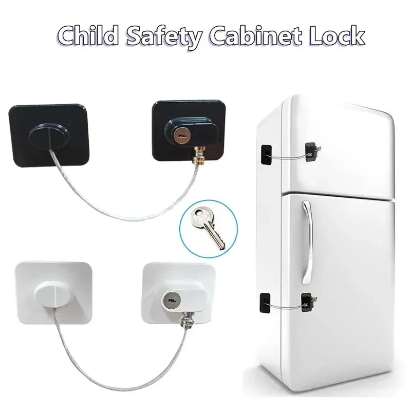 Baby Safe Refrigerator Lock with Key Code Lock Baby Safety Cabinet Lock Sliding Wardrobe Door Lock Home Limiter2028