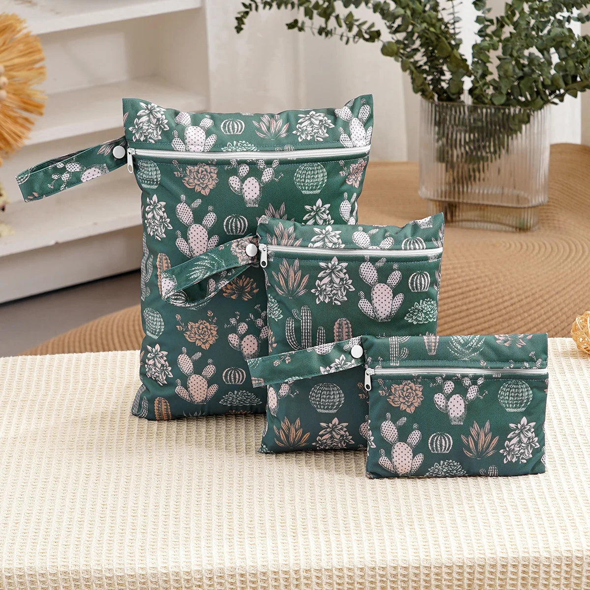 3PCS Recycled Fabric Waterproof Wet Dry Bag Portable Diaper Bag Sanitary Storage Bag