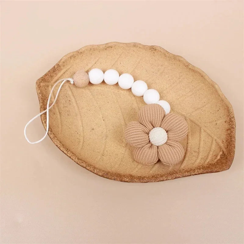 1pc Cute Baby Silicone Flower Pacifier Chain Newborn Baby Accessories Pacifier Clip Pacifier Chain Teether Loss Prevention Chain