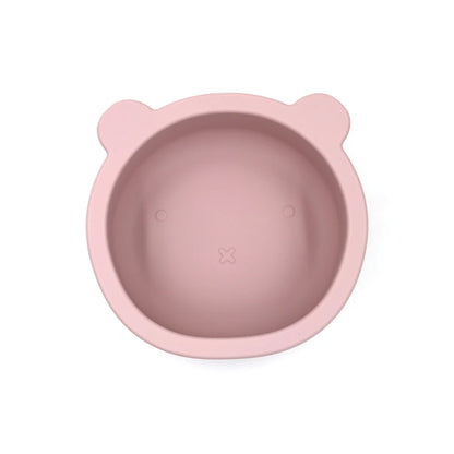 Bear shaped baby feeding bowl sauction silicone boy girl tableware cute cartoon 300ml