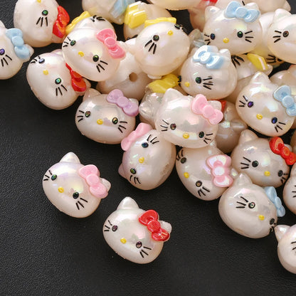 10Pcs Randomly Mix Resin Beads Hello Kitty Head Focus Bead For Baby Teething Pacifier Chain Beads Teething Bracelet Aceessories