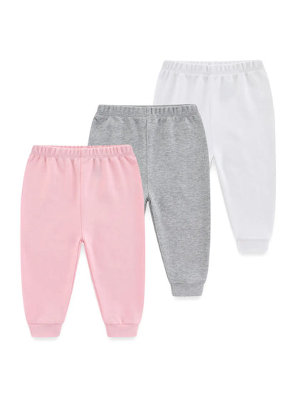 Kiddiezoom 1/3 Pcs Four Seasons Fashion Solid 100%Cotton Baby Boy Girl Pants Soft 100%Cotton Infants Trousers Accessories