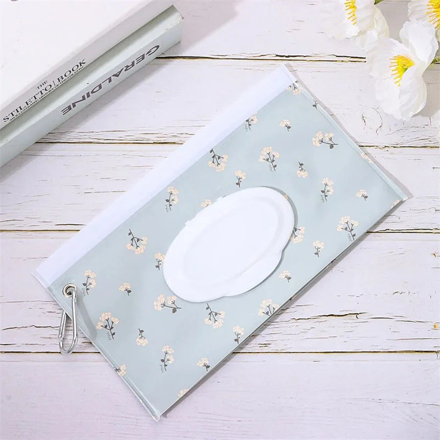 Baby Wet Wipe Pouch EVA Flip Cover Tissue Box Cute Snap-Strap Refillable Wet Wipes Bag Outdoor Useful Baby Stroller Accessory