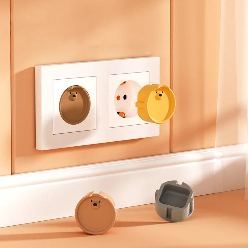 10/5PCS Baby Safety Electric Outlet Cover Cartoon Bear Baby Proofing Socket Protectors Shock Prevention Child Safety Plug Caps